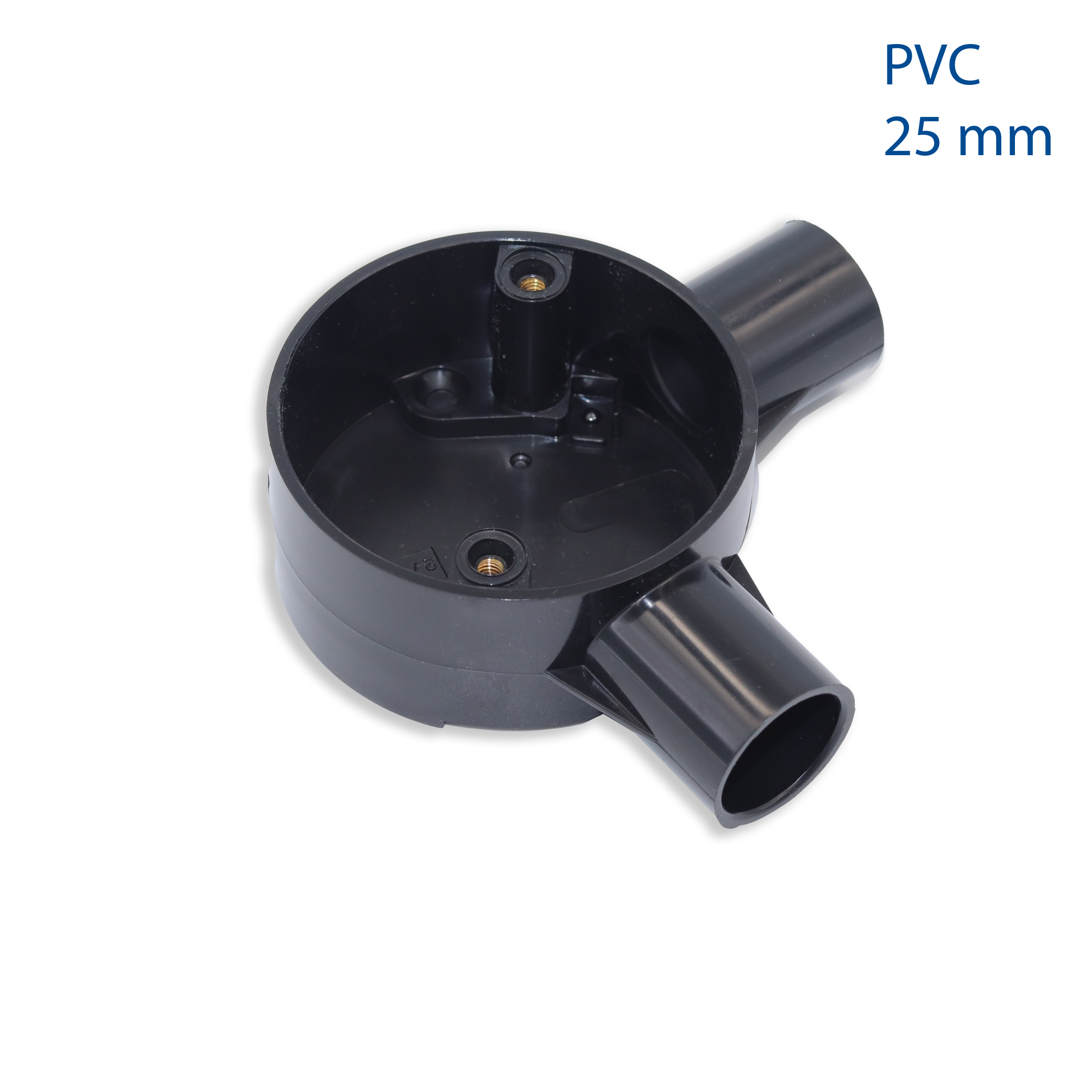 PVC Circular Box 25mm 2 Way Angel Black Plastic