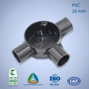 PVC Circular Box 20mm 3 Way Black Plastic